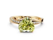 Side Accent Engagement Ring Setting for Fancy Yellow Heart-Shaped Center with Accent Shoulders and Prong Head in Yellow Gold