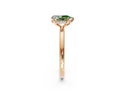 Solitaire Engagement Ring Setting for Fancy Green Pear-Shaped Center with Plain Band, Open Basket and Prong Head in Rose Gold