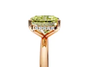 Hidden Halo Engagement Ring Setting for Fancy Yellow Radiant Cut Center with Thin Round-Wire Band and Prong Head in Rose Gold