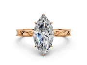 Solitaire Engagement Ring Setting for Marquise Center with Engraved Milgrain Band and Prong Head in Rose Gold