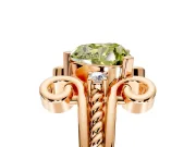 Solitaire Engagement Ring Setting for Fancy Yellow Heart-Shaped Center with Twisted Band and Scroll Prong Head in Rose Gold