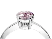 Solitaire Engagement Ring Setting for Fancy Pink Oval Center with Plain Band and Flat Tab Prong Head in White Gold