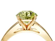 Solitaire Engagement Ring Setting for Fancy Yellow Round Cut Center with Princess Cut Channel Band and Prong Head in Yellow Gold
