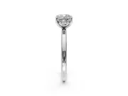 Hidden Halo Engagement Ring Setting for Cushion Cut Center with Thin Round-Wire Band and Prong Head in White Gold