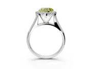 Halo Engagement Ring Setting for Fancy Yellow Heart-Shaped Center with Square Band and Prong Head in Sterling Silver