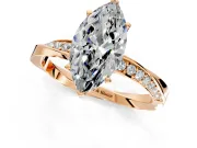 Side Accent Engagement Ring Setting for Marquise Center with Accent Shoulders and Prong Head in Rose Gold