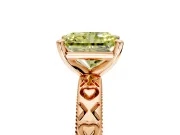 Solitaire Engagement Ring Setting for Fancy Yellow Radiant Cut Center with XO Engraved Band and Prong Head in Rose Gold
