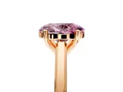 Solitaire Engagement Ring Setting for Fancy Pink Oval Center with Flat-Sided Plain Band and Prong Head in Rose Gold