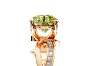 Solitaire Engagement Ring Setting for Fancy Yellow Round Cut Center with Pave and Plain Crossover Band and Prong Head in Rose Gold