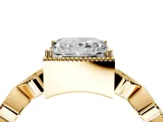 Vintage Station Engagement Ring Setting for Princess Cut Center with Accents and Prong Head in Yellow Gold