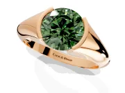 Tension Engagement Ring Setting for Fancy Green Round Cut Center with Wide Tapered Band and Tension Head in Rose Gold