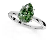 Hidden Halo Engagement Ring Setting for Fancy Green Pear-Shaped Center with Plain Band and Tall Prong Head in Sterling Silver