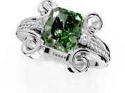 Solitaire Engagement Ring Setting for Fancy Green Radiant Cut Center with Twisted Band and Scroll Prong Head in Sterling Silver