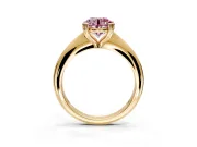 Solitaire Engagement Ring Setting for Fancy Pink Round Cut Center with Reverse Tapered Band and Prong Head in Yellow Gold