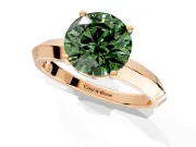 Solitaire Engagement Ring Setting for Fancy Green Round Cut Center with Wide Knife Ridge Band and Prong Head in Rose Gold