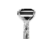 Baguette Engagement Ring Setting for Fancy Black Princess Cut Center with Alternating Bar-Set Band and Prong Head in White Gold
