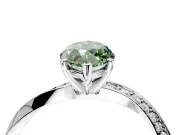 Side Accent Engagement Ring Setting for Fancy Green Marquise Center with Accent Shoulders and Prong Head in Platinum