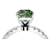 Open Basket Engagement Ring Setting for Fancy Green Cushion Cut Center with Pave Band and Prong Head in Platinum