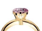 Solitaire Engagement Ring Setting for Fancy Pink Heart-Shaped Center with Wire Band and Prong Head in Yellow Gold