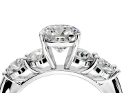 5 Stone Engagement Ring Setting for Cushion Cut Center with Graduated Accents and Prong Head in Sterling Silver