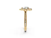 Milgrain Halo Engagement Ring Setting for Heart-Shaped Center with Bezel Point Accents and Prong Head in Yellow Gold