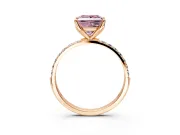 Solitaire Engagement Ring Setting for Fancy Pink Princess Cut Center with Fine Pave Accents and Prong Head in Rose Gold