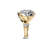 Solitaire Engagement Ring Setting for Heart-Shaped Center with Bezel Station Band and Prong Head in Yellow Gold