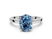 Solitaire Engagement Ring Setting for Fancy Blue Oval Center with Basket Rail and Prong Head in White Gold