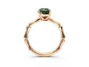 Solitaire Engagement Ring Setting for Fancy Green Radiant Cut Center with Bamboo Band and Prong Head in Rose Gold