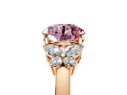 Solitaire Engagement Ring Setting for Fancy Pink Round Cut Center with Marquise Flower Shoulders and Prong Head in Rose Gold