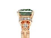 Solitaire Engagement Ring Setting for Fancy Green Princess Cut Center with Filigree Band and Prong Head in Rose Gold