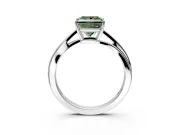 Solitaire Engagement Ring Setting for Fancy Green Princess Cut Center with Plain Bypass Twist Band and Prong Head in Platinum