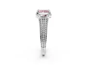 Solitaire Engagement Ring Setting for Fancy Pink Radiant Cut Center with Accented Split Shank and Prong Head in Platinum