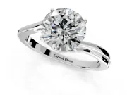 Solitaire Engagement Ring Setting for Round Cut Center with Plain Bypass Twist Band and Prong Head in White Gold