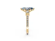 3 Stone Engagement Ring Setting for Fancy Blue Marquise Center with Round Cut Side Accents and Prong Head in Yellow Gold