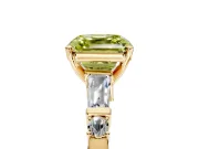 Bar-Set Engagement Ring Setting for Fancy Yellow Asscher Cut Center with Tapered Baguette Accents and Prong Head in Yellow Gold