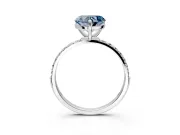 Solitaire Engagement Ring Setting for Fancy Blue Heart-Shaped Center with Pave Accents and Prong Head in Platinum