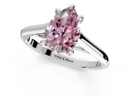 Solitaire Engagement Ring Setting for Fancy Pink Pear-Shaped Center with Cathedral Band and Prong Head in Sterling Silver