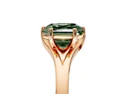 Solitaire Engagement Ring Setting for Fancy Green Asscher Cut Center with Plain Split Shank and Prong Head in Rose Gold