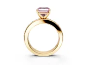 Solitaire Engagement Ring Setting for Fancy Pink Asscher Cut Center with Channel-Set Accents and Prong Head in Yellow Gold