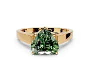 Solitaire Engagement Ring Setting for Fancy Green Heart-Shaped Center with Tapered Split Shoulders and Prong Head in Yellow Gold