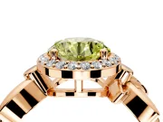 Halo Engagement Ring Setting for Fancy Yellow Round Cut Center with Floral Band and Prong Head in Rose Gold
