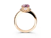 Paired Accent Engagement Ring Setting for Fancy Pink Round Cut Center with Pave Band and Prong Head in Rose Gold