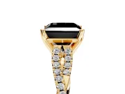 Solitaire Engagement Ring Setting for Fancy Black Princess Cut Center with Twisted Pave Split Shank and Prong Head in Yellow Gold