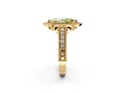 Milgrain Halo Engagement Ring Setting for Fancy Yellow Marquise Center with Pave Band and Prong Head in Yellow Gold