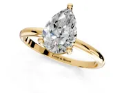 Minimalist Solitaire Engagement Ring Setting for Pear-Shaped Center with Thin Band and Prong Head in Yellow Gold
