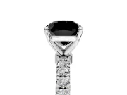 Open Basket Engagement Ring Setting for Fancy Black Cushion Cut Center with Pave Band and Prong Head in White Gold