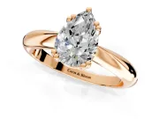 Solitaire Engagement Ring Setting for Pear-Shaped Center with Reverse Tapered Band and Prong Head in Rose Gold