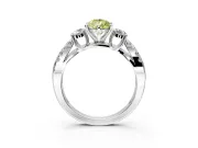 3 Stone Engagement Ring Setting for Fancy Yellow Pear-Shaped Center with Pave Split Shank and Prong Head in Platinum