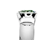 Tension Engagement Ring Setting for Fancy Green Princess Cut Center with Wide Flat Band and Tension Head in Sterling Silver